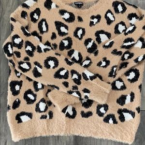 Express animal print cropped sweater
